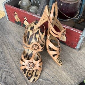 Carlos by Carlos Santana Circled Strappy Leather‎ Heels